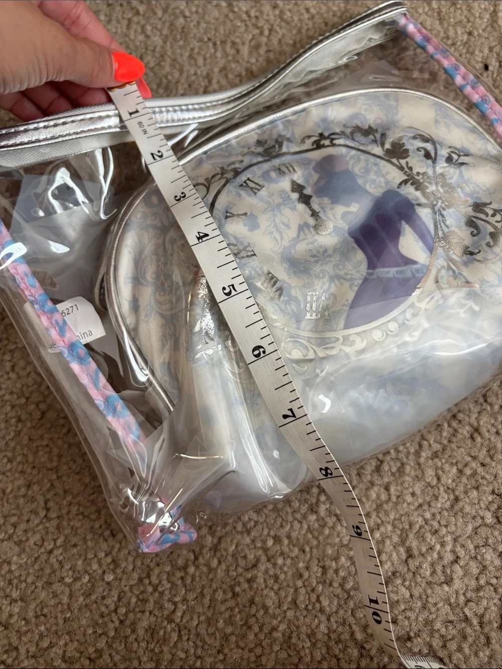 Disney Cinderella-Clear & Silver Cosmetic Pouch with Purple Silhouette NWT
